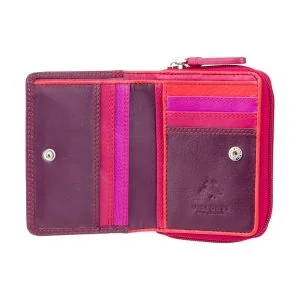 Visconti Hawaii - Carteira de Couro Colorida Pequena Plum Multi